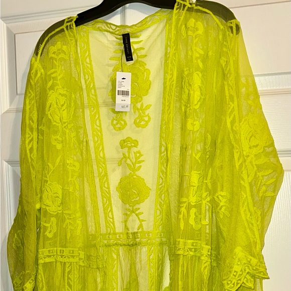 Lane Bryant CITRON GREEN BEAUTIFUL LACE KIMONO / COVER-UP NWT - Picture 3 of 4